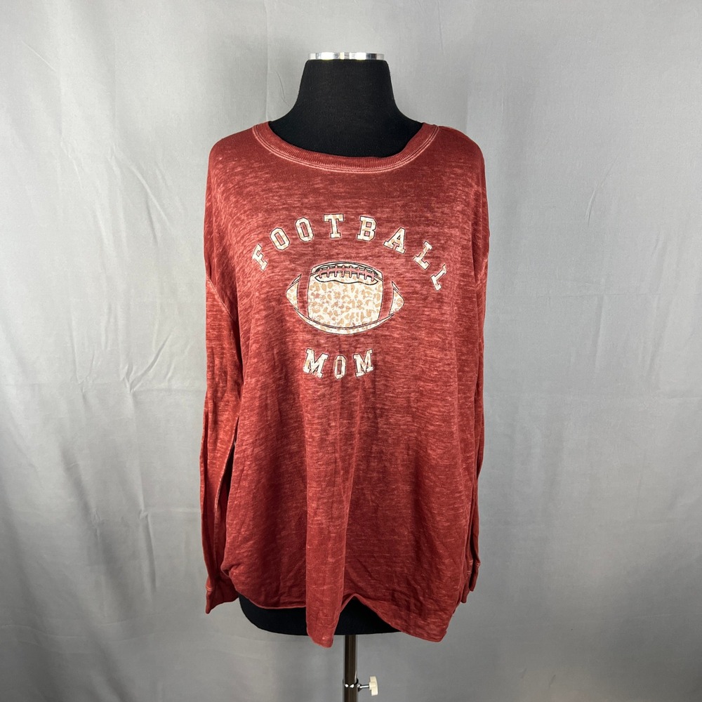C&C California T Shirt Womens Large Brown Burnout Football Mom Graphic Cotton